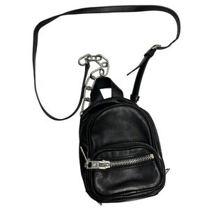 Alexander Wang Black Leather Crossbody Bag Backpack Chain Straps Mini Attica